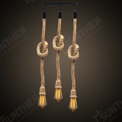 E27 Three Heads Industrial Pendant Lamp Holder Retro Vintage Edison Hemp Rope Ceiling Light AC110-220V E27 Three Heads Industrial Pendant Lamp Holder Retro Vintage Edison Hemp Rope Ceiling Light AC110-220V