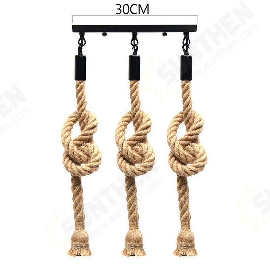 E27 Three Heads Industrial Pendant Lamp Holder Retro Vintage Edison Hemp Rope Ceiling Light AC110-220V