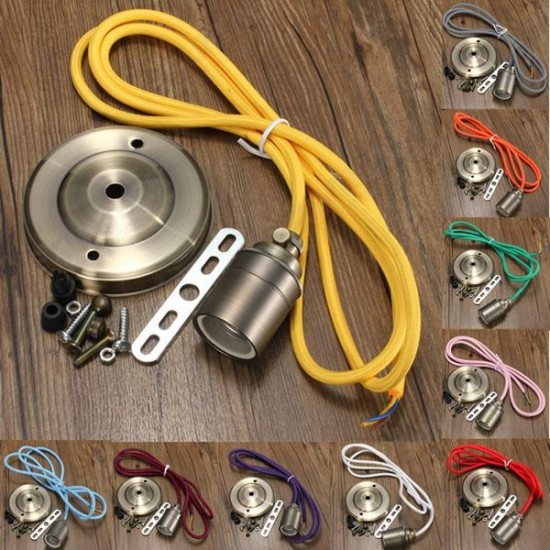 E27/E26 2M Vintage Fabric Cable Pendant Light Filament Lamp Bulb Holder Socket E27/E26 2M Vintage Fabric Cable Pendant Light Filament Lamp Bulb Holder Socket