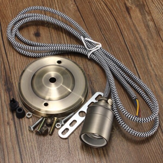 E27/E26 2M Vintage Fabric Cable Pendant Light Filament Lamp Bulb Holder Socket E27/E26 2M Vintage Fabric Cable Pendant Light Filament Lamp Bulb Holder Socket