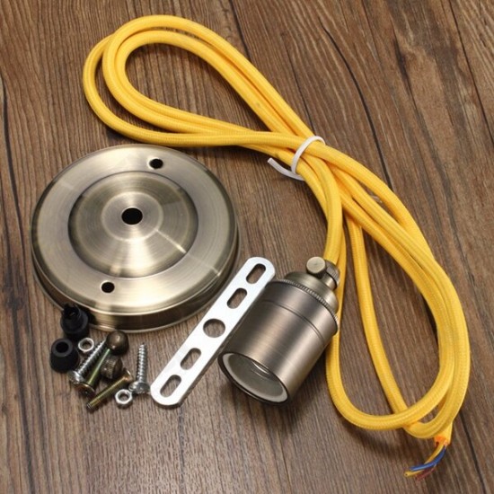E27/E26 2M Vintage Fabric Cable Pendant Light Filament Lamp Bulb Holder Socket E27/E26 2M Vintage Fabric Cable Pendant Light Filament Lamp Bulb Holder Socket