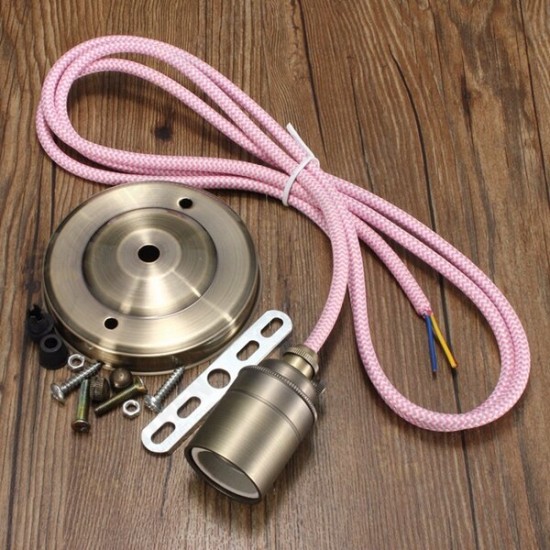 E27/E26 2M Vintage Fabric Cable Pendant Light Filament Lamp Bulb Holder Socket E27/E26 2M Vintage Fabric Cable Pendant Light Filament Lamp Bulb Holder Socket