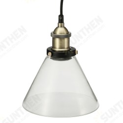 110V/220V E26/E27 Vintage Industrial Pendant Light Socket Funnel-like Glass Shade with Ceiling Canopy Adjustable Hard Wire 110V/220V E26/E27 Vintage Industrial Pendant Light Socket Funnel-like Glass Shade with Ceiling Canopy Adjustable Hard Wire