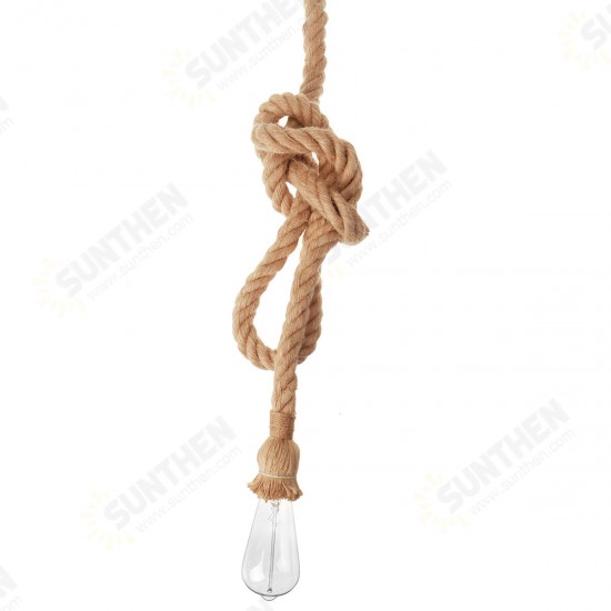 Retro E27 Hanging Lamp Base Holder Hemp Rope Pendant Light Home Restaurant Decor AC90-260V