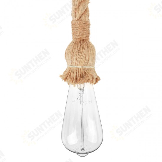 Retro E27 Hanging Lamp Base Holder Hemp Rope Pendant Light Home Restaurant Decor AC90-260V