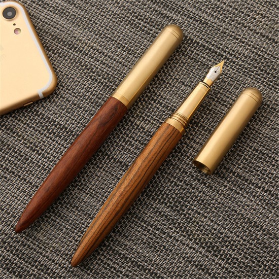 0.7mm Nib Wood Fountain Pen Ink Classic Metal Wood Pen Calligraphy Writing Business Gifts Stationery Office School Supplies