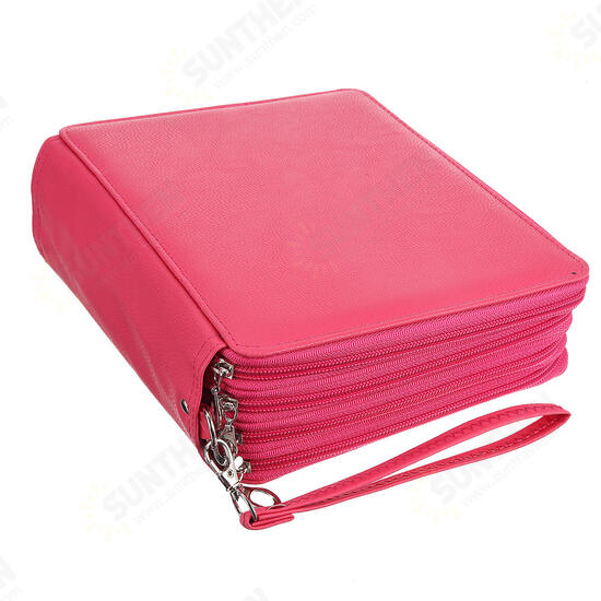 1 Piece 168 Slots Colored Pencil Case Large Capacity Soft PU Leather Pencils Holder Organizer with Carrying Handle Not Included Pens