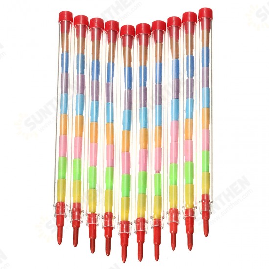 10Pcs Colored Crayons Pencil Set 10 Colors Combination Wax Nontoxic Kid Filler For Children Students