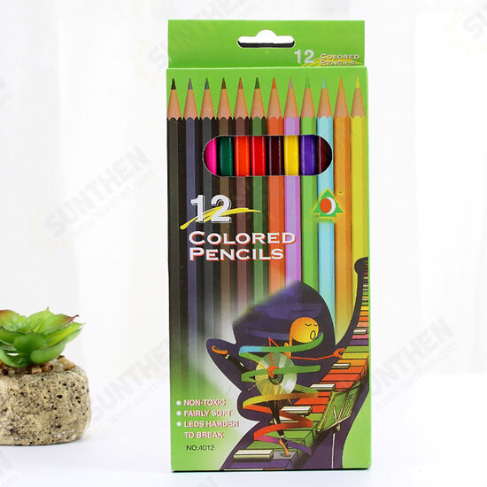 12 Colors Wood Color Pencils Set Non-toxic Artist Painting Oil Pencil for School Office Drawing Sketch Art Supplies