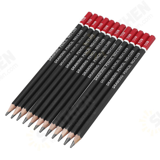 12 Pcs 6B/8B/10B Art Pencil Set Pre-sharpened Wood Soft Medium Hard Carbon Graphite Pen Office School Drawing Pencil