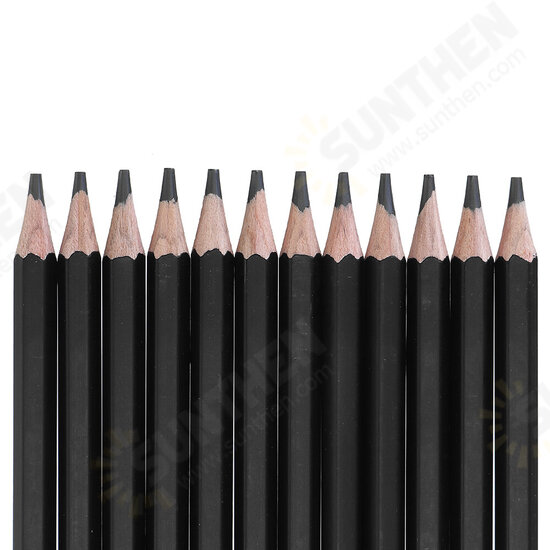 12 Pcs 6B/8B/10B Art Pencil Set Pre-sharpened Wood Soft Medium Hard Carbon Graphite Pen Office School Drawing Pencil