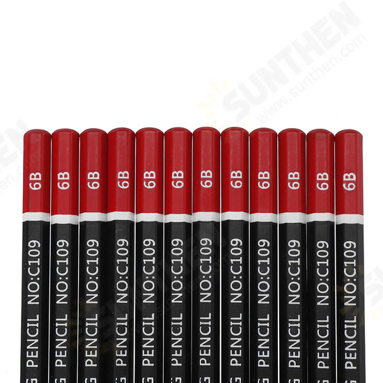 12 Pcs 6B/8B/10B Art Pencil Set Pre-sharpened Wood Soft Medium Hard Carbon Graphite Pen Office School Drawing Pencil