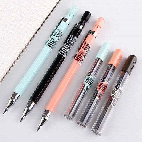 2.0mm Mechanical Pencil 2B Thick Refill for Writing Kids Girls Gift School Supplies Stationery