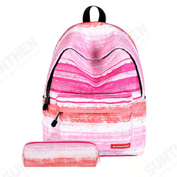 2Pcs/Set Fashion Starry Sky Striped Canvas School Backpack Schoolbag+Matching Pencil Bag Gift for Girls Womens 2Pcs/Set Fashion Starry Sky Striped Canvas School Backpack Schoolbag+Matching Pencil Bag Gift for Girls Womens