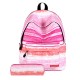 2Pcs/Set Fashion Starry Sky Striped Canvas School Backpack Schoolbag+Matching Pencil Bag Gift for Girls Womens
