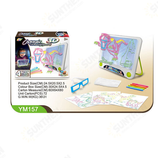 3D Magic Drawing Pad LED Writing Tablet Children Drawing Writing Board Gifts for Kids