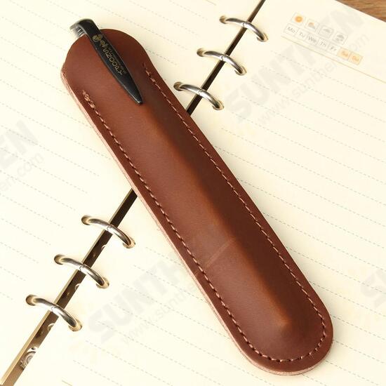 6.1 inch x 1.45 inch Retro Leather Fountain Pen Case Cover Pencil Holder Sleeve Case Pouch