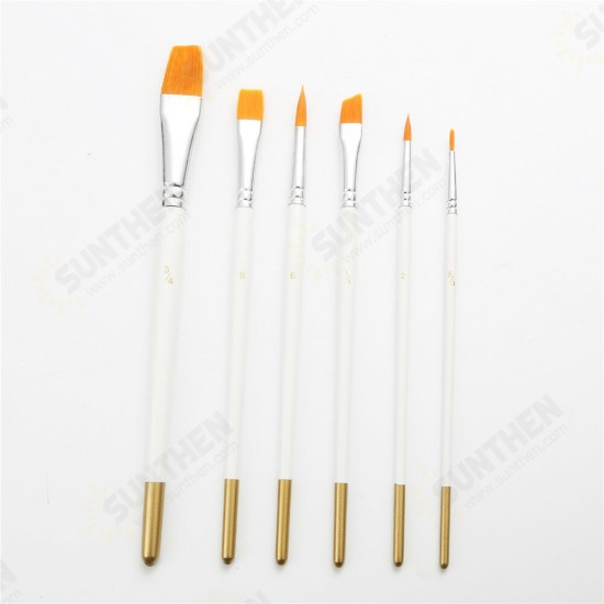 6pcs White Pole Wooden Nylon Paint Brushes Set Multi-function Watercolor Oil Paint Brush Set Art Painting