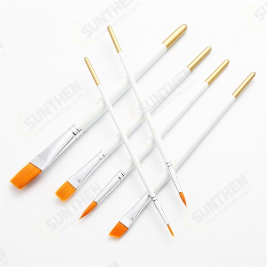 6pcs White Pole Wooden Nylon Paint Brushes Set Multi-function Watercolor Oil Paint Brush Set Art Painting