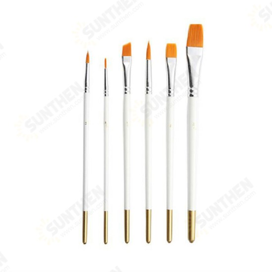 6pcs White Pole Wooden Nylon Paint Brushes Set Multi-function Watercolor Oil Paint Brush Set Art Painting