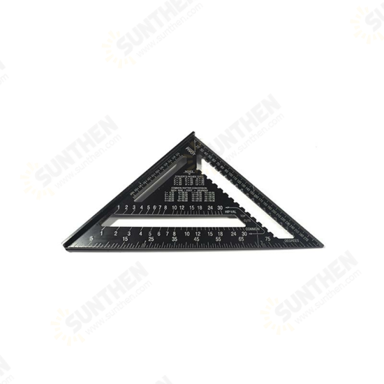 7 Inch English Triangle Ruler 17CM 30CM Metric Triangle Ruler Angle Protractor Metal Speed Square Measuring Ruler Metric English Ruler Carpenter Measuring Tools