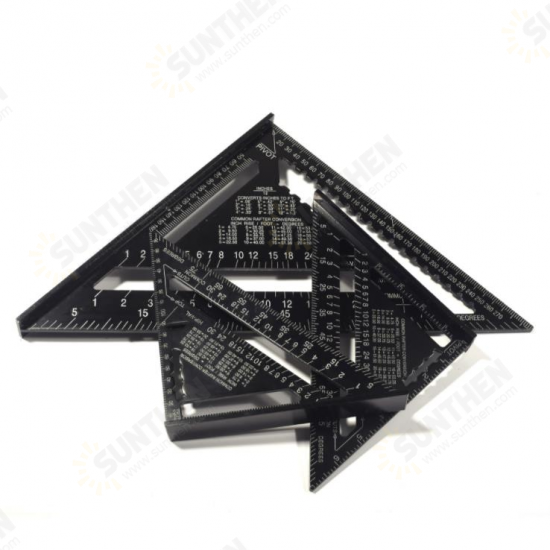 7 Inch English Triangle Ruler 17CM 30CM Metric Triangle Ruler Angle Protractor Metal Speed Square Measuring Ruler Metric English Ruler Carpenter Measuring Tools