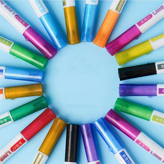 8/12 Colors Art Double Line Pen Set Creative Dual Outline Pens Art Marker Highlighters Pen DIY Painting Supplies Stationery