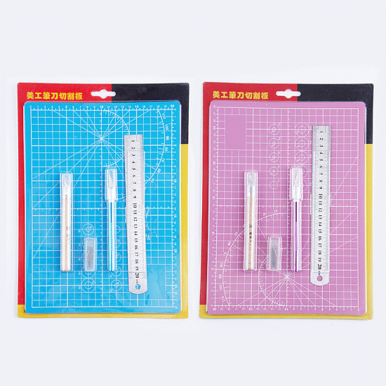 A4 Cutting Mat Set Thicken PVC Art Carving Pad Ruler Carving Tools Utility Cutter Hand Art Work Paper Leather Cloth Cutting Tools