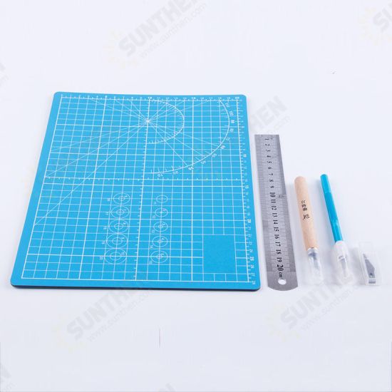 A4 Cutting Mat Set Thicken PVC Art Carving Pad Ruler Carving Tools Utility Cutter Hand Art Work Paper Leather Cloth Cutting Tools