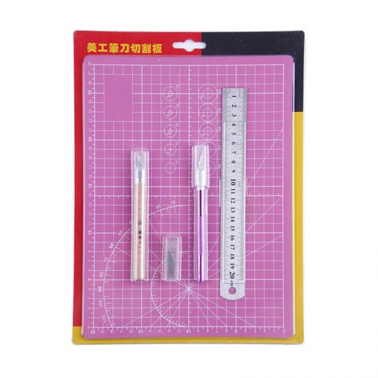 A4 Cutting Mat Set Thicken PVC Art Carving Pad Ruler Carving Tools Utility Cutter Hand Art Work Paper Leather Cloth Cutting Tools