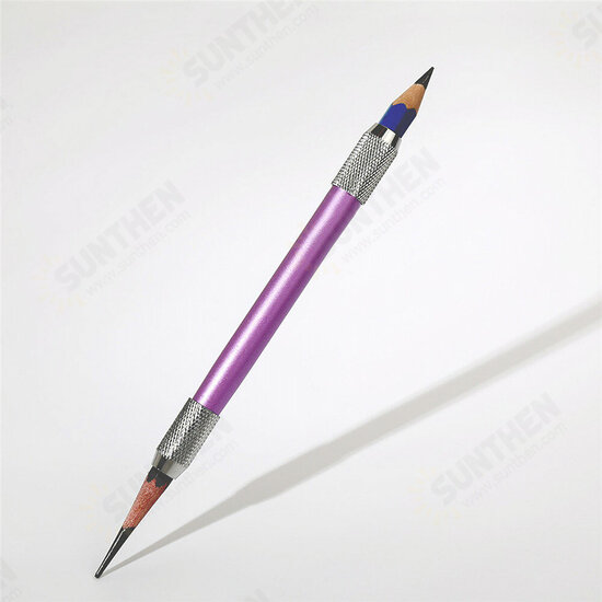 Adjustable Double Heads Colors Metal School Office Art Write Tool Sketch Pencil Extender Holder