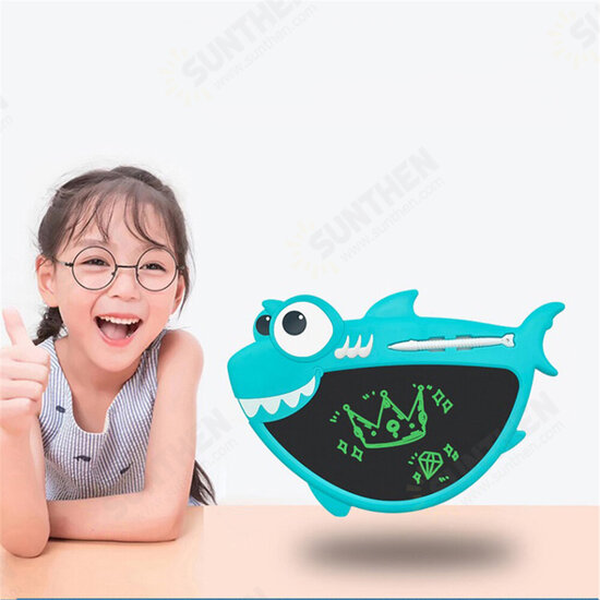 Small LCD Writing Tablet Monochrome Green Handwriting Eye Protection Screen Fish Shape Drawing Pad for Kids Doodle Board Children Birthday Gift