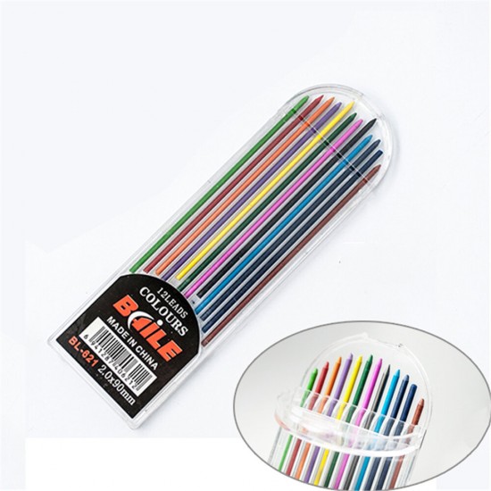 BL-621 12Color Pen Refill Set 2.0 mm Color Lead Refill Resin Pencil Lead Painting Art Drafting DIY Drawing Writing For Mechanical Pencil