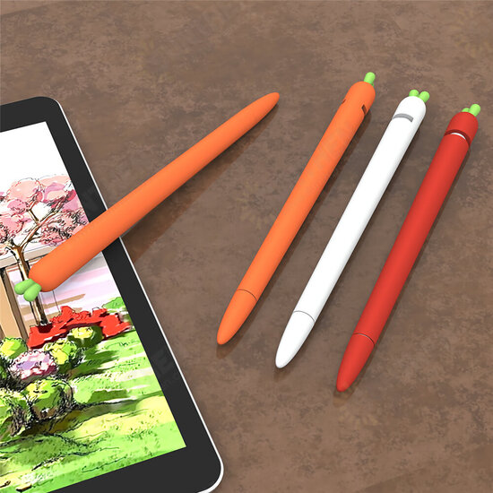 Carrot Soft Silicone Protective Pen Case Sleeve Tablet Touch Pen Stylus Pencil Case Anti-lost For Apple Pencil 1 2 Case