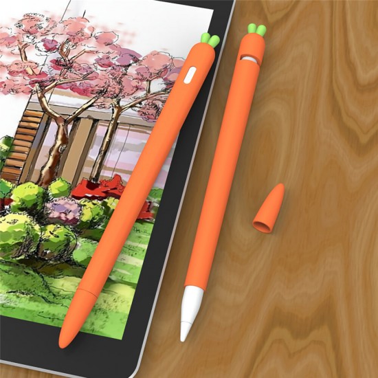 Carrot Soft Silicone Protective Pen Case Sleeve Tablet Touch Pen Stylus Pencil Case Anti-lost For Apple Pencil 1 2 Case