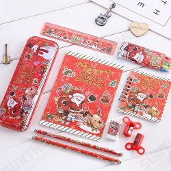 Christmas Stationery Set Pencil Eraser Ruler Sharpener Pencil case Primary School Holiday Gift Christmas Stationery Set Pencil Eraser Ruler Sharpener Pencil case Primary School Holiday Gift