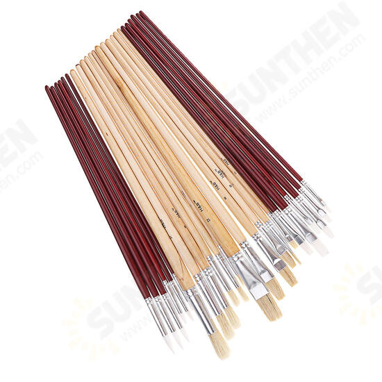 24 Wooden Bristle Nylon Brush Suit Watercolor Powder Propylene Painting Brush Suit