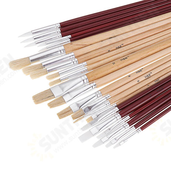 24 Wooden Bristle Nylon Brush Suit Watercolor Powder Propylene Painting Brush Suit