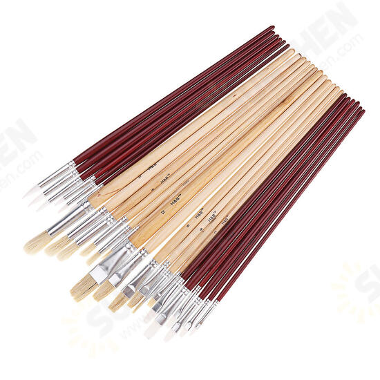 24 Wooden Bristle Nylon Brush Suit Watercolor Powder Propylene Painting Brush Suit