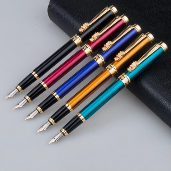 Hero 6190 Fountain Pen 0.5mm Fine Nib Calligraphy Signing Ink Pens with Dragon Clip Business Gifts Office School Supplies