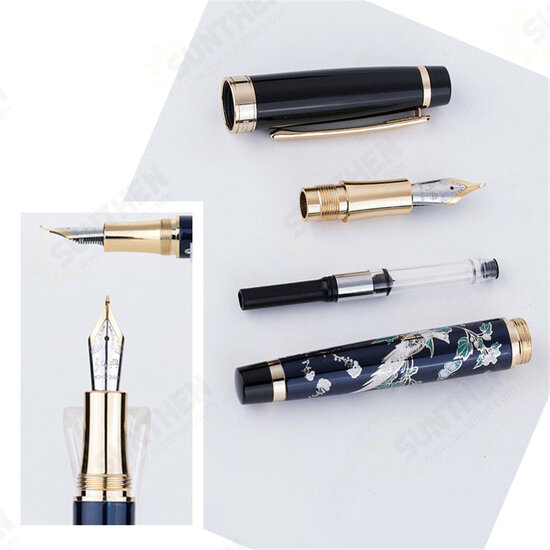 HD1837 Fountain Pen Flower Magpie Pattern 0.5MM Nib Fountain-Pens Gift Office Business Writing Set Stationery Supply