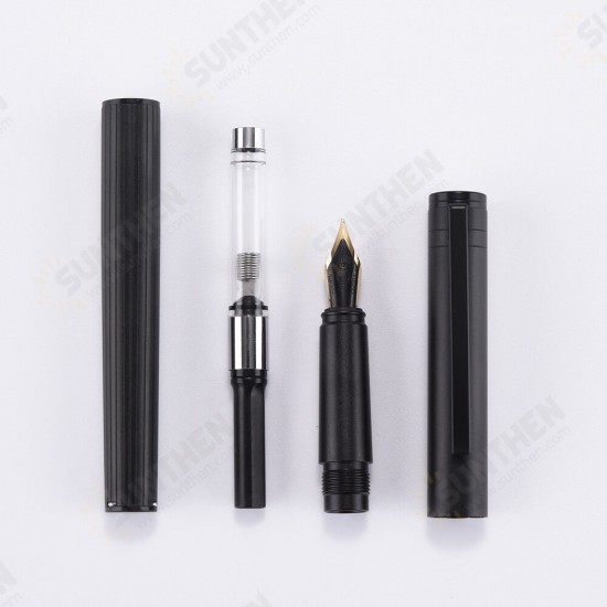 H1 Metal Fountain Aluminum Alloy Beautiful Black-golden Nib EF/F 0.4/0.5mm Size Writing Ink Pen for Business Office