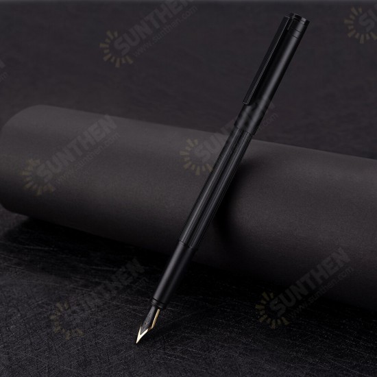 H1 Metal Fountain Aluminum Alloy Beautiful Black-golden Nib EF/F 0.4/0.5mm Size Writing Ink Pen for Business Office