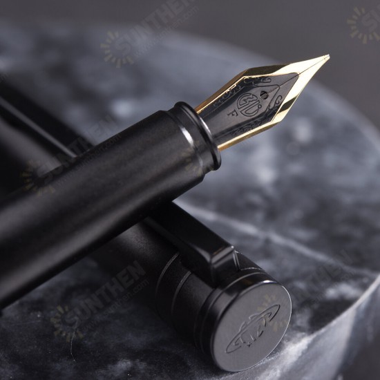 H1 Metal Fountain Aluminum Alloy Beautiful Black-golden Nib EF/F 0.4/0.5mm Size Writing Ink Pen for Business Office