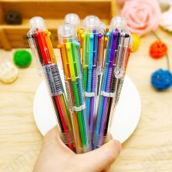 SM-6 Korean Creative Cute Cartoon Multicolor 6-in-1 Colors Press Ballpoint Pen Writing Ink Pen Office School Stationery Supplies SM-6 Korean Creative Cute Cartoon Multicolor 6-in-1 Colors Press Ballpoint Pen Writing Ink Pen Office School Stationery Supplies