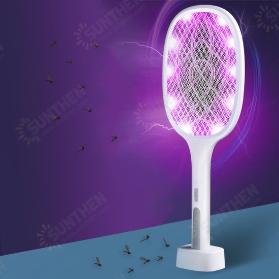 2 In 1 6/10 LED Mosquito Killer Lamp 3000V Electric Mosquito Swatter USB Rechargeable Insect Mosquito Repellent Trap