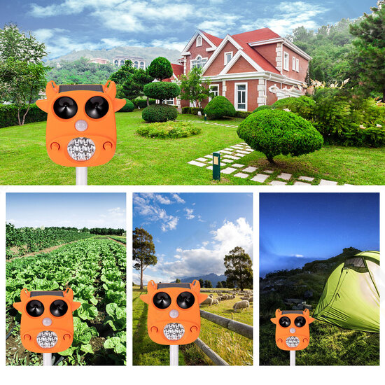 JLT-866 Solar Ultrasonic Animal Repeller 7 LED Flashing Light Frighten Animals Garden PIR Sensor Bird Cats Dog Repellent