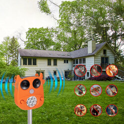 JLT-866 Solar Ultrasonic Animal Repeller 7 LED Flashing Light Frighten Animals Garden PIR Sensor Bird Cats Dog Repellent JLT-866 Solar Ultrasonic Animal Repeller 7 LED Flashing Light Frighten Animals Garden PIR Sensor Bird Cats Dog Repellent