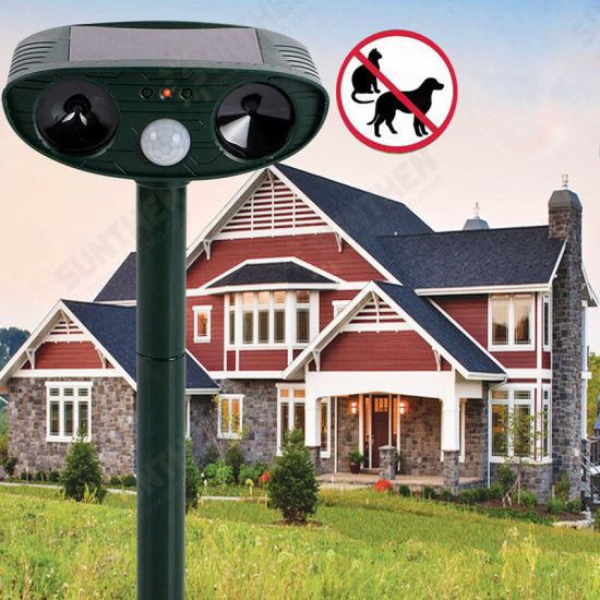 Outdoor Garden Solar Ultrasonic Repeller PIR Pest Animal Mouse Fox Cat Dog Repellent