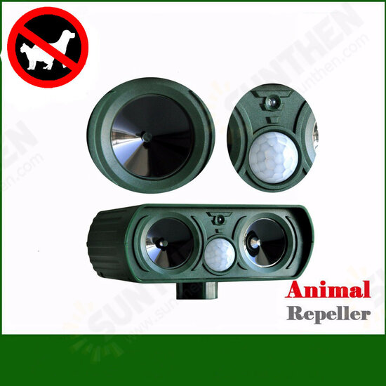 Ultrasonic Solar Power Pest Animal Repeller Repellent Cat dog Bird Mouse Fox